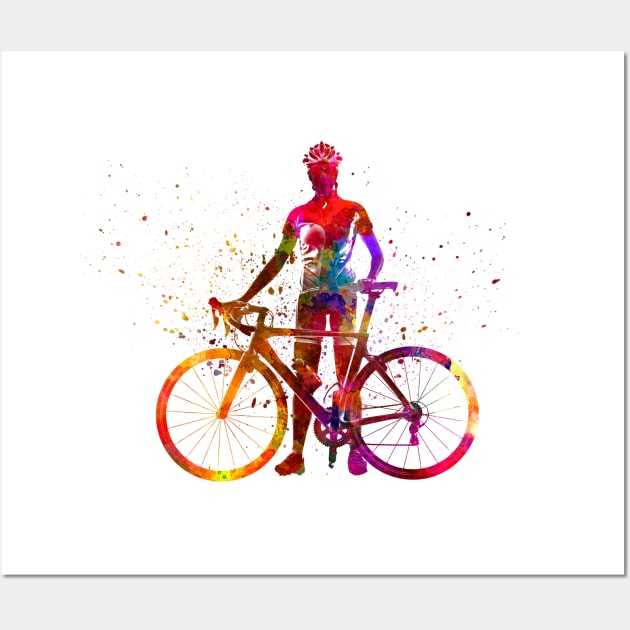 watercolor cycling triathlon Wall Art by PaulrommerArt